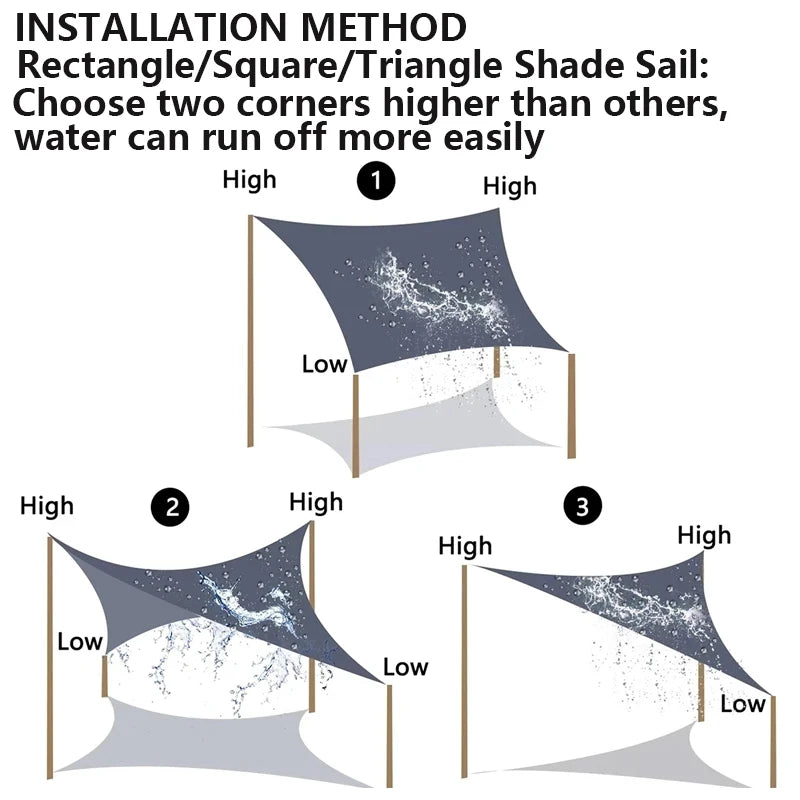 Premium 300D Polyester Waterproof UV-Resistant Outdoor Shade Sail