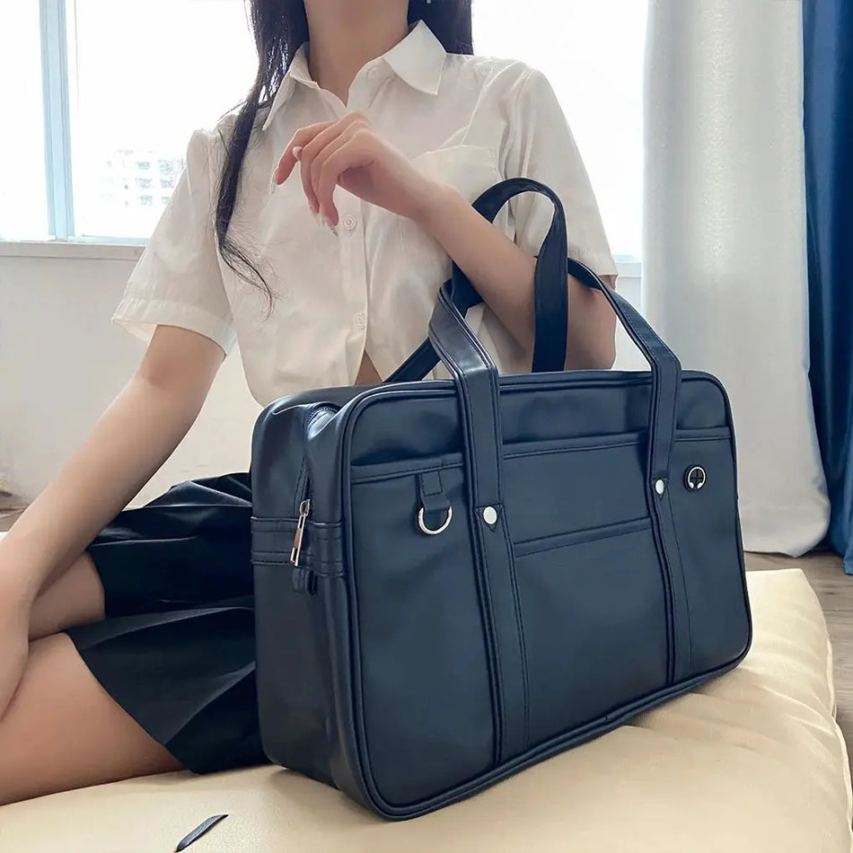 Japanese Two-dimensional Student JK Uniform Bag Girl PU Schoolbag Wear-resistant Waterproof One-shoulder Messenger Handbag Large by InterCyprus Trading Ltd