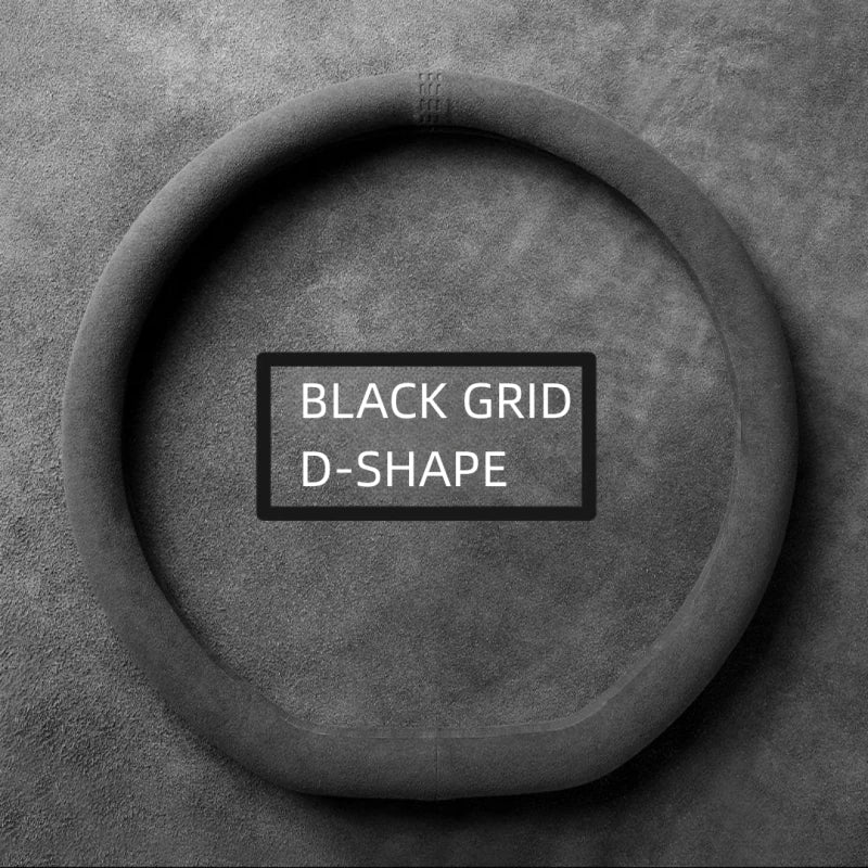 LDS641 Suede Steering Wheel Cover &ndash; Ultra Thin Non Slip Type D-Black