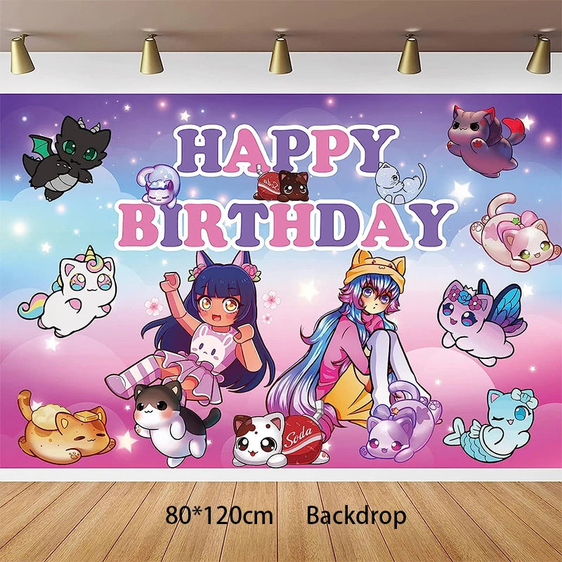 Aphmau Plushies Birthday Party Decoration Set 80X120CM / CHINA / Other