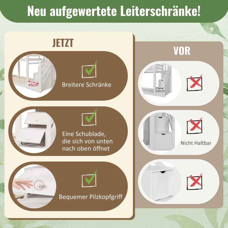 Våningssäng Trädkoja Lådor Sängskydd Vit 90x200