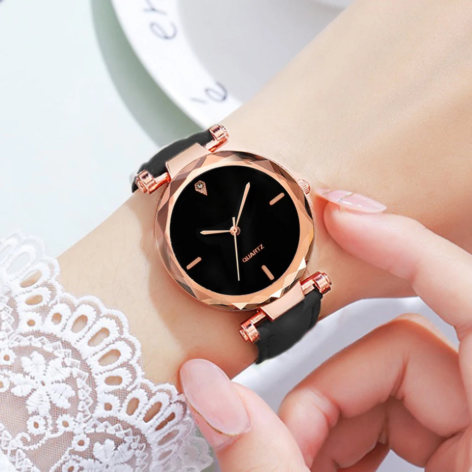 🟠 2pcs Luxury Fashion Women Watch Set Set кожаные ремешки для женского ремня кварцевых браслетных часов с розовым сплавным браслетом для Ladies Gift