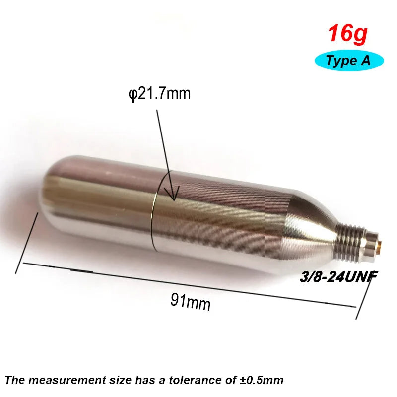 Refillable CO2 Cartridge 3/8-24UNF &ndash; Rechargeable Reusable 16g thread A