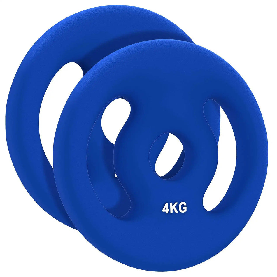 Conjunto Azul de 2 Pesas de Mancuernas de 4 Kg Cada Par de 30mm de Diámetro
