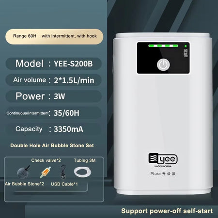 Choice Aquarium Oxygen Pump &ndash; Portable Quiet USB Battery YEE-S200B Stone