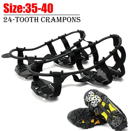 24-Tooth Non-Slip Crampons for Winter Climbing &amp; Outdoor Activities Size 35-40