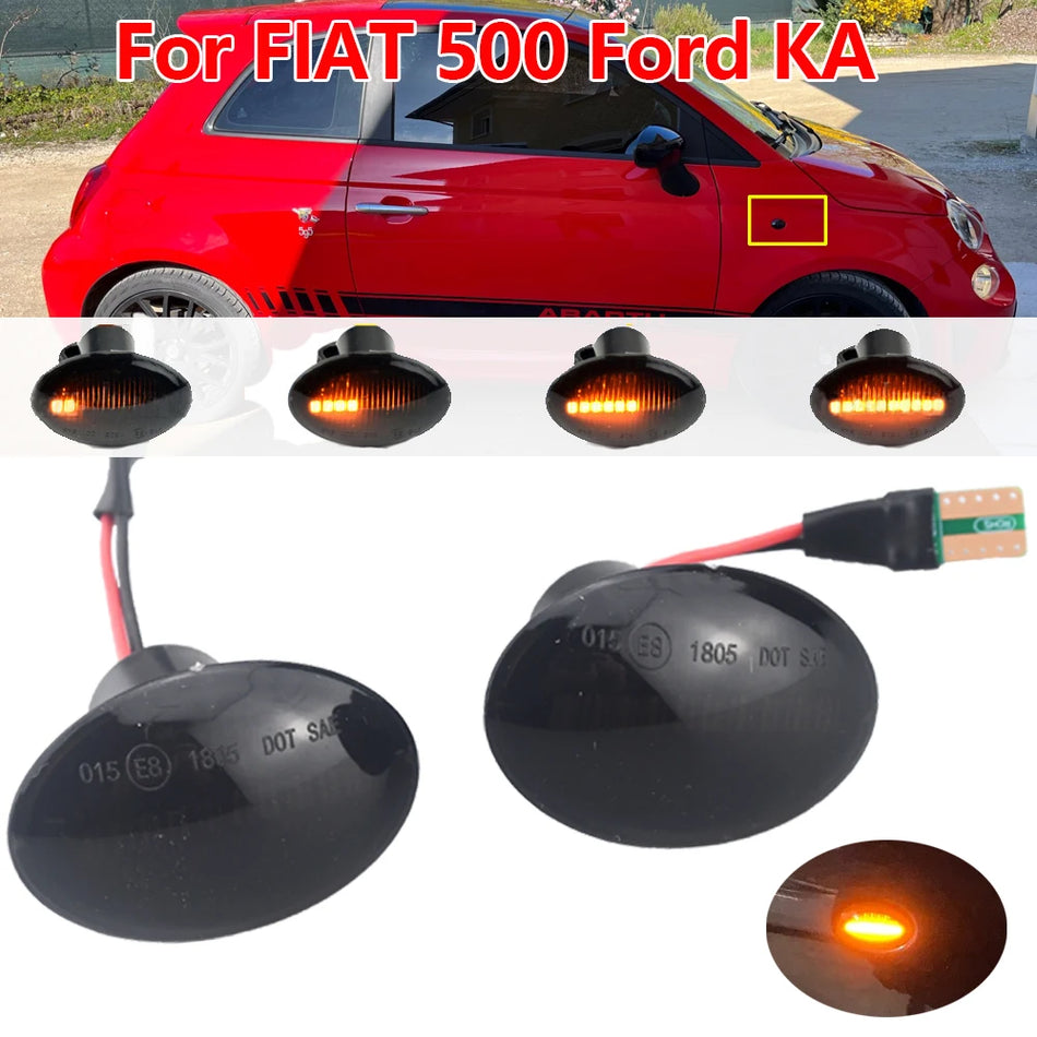 Dinamisks dzintara LED pagrieziena signāla gaisma FIAT 500/500C/500L, Abarth 500