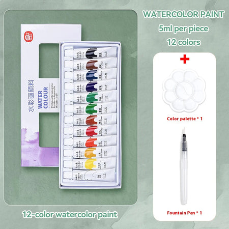 Borrence Watercolor 5ml Tubes &ndash; Vibrant Transparent Colors 12 Colors Set