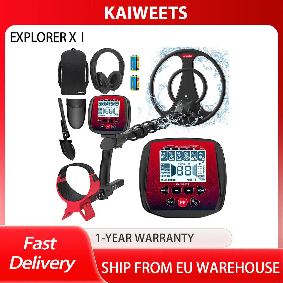 KAIWEETS EXPLORER X I Ανιχνευτής Μετάλλων με Αδιάβροχη Σπείρα IP68, 6 Λειτουργίες Ανίχνευσης, Ρυθμιζόμενο Στέλεχος, Οθόνη LCD