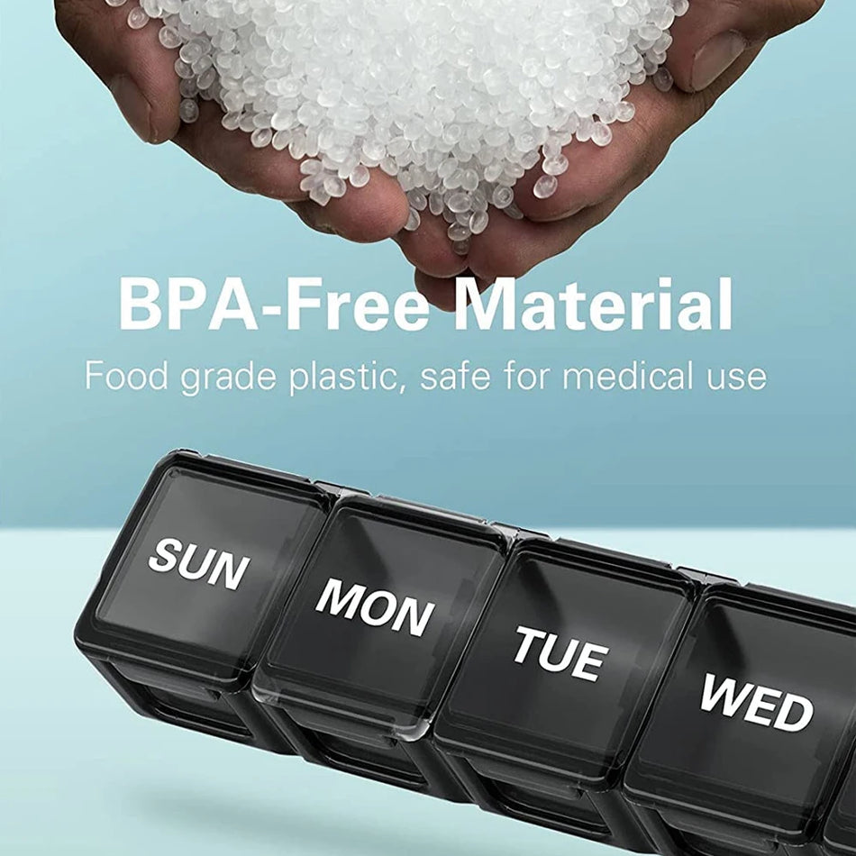 Extra Large Weekly Pill Organizer with Clear Lid - Arthritis-Friendly Medicine Case for Vitamins and Supplements