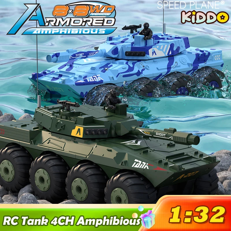 CONUSEA 1/32 RC Τανκ, 4CH 2.4G Αμφίβιο Στρατιωτικό Τηλεκατευθυνόμενο Αυτοκίνητο