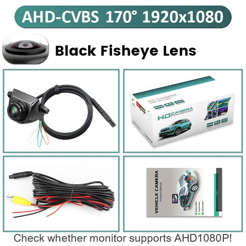 GreenYi AHD1080P Car Rear View Camera 360° Adjustable Mini Side/Front/Backup 170° Fisheye Night Vision Vehicle Reverse Universal by InterCyprus Trading Ltd
