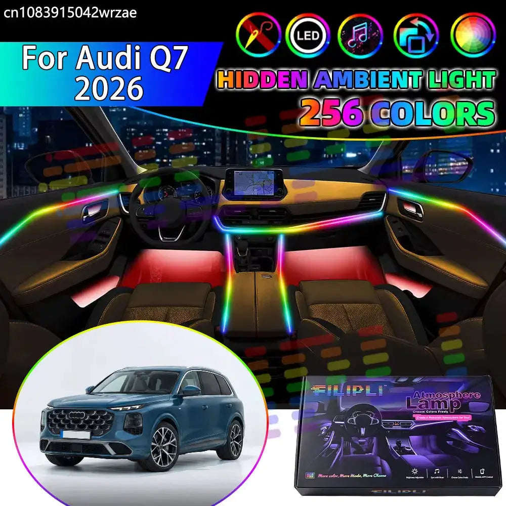 For Audi Q7 2026 G8 MK3 RGB Car Interior Ambient Lights Strips Breathing Lighting Kit App Control LED strips Auto Accessories by InterCyprus Trading Ltd