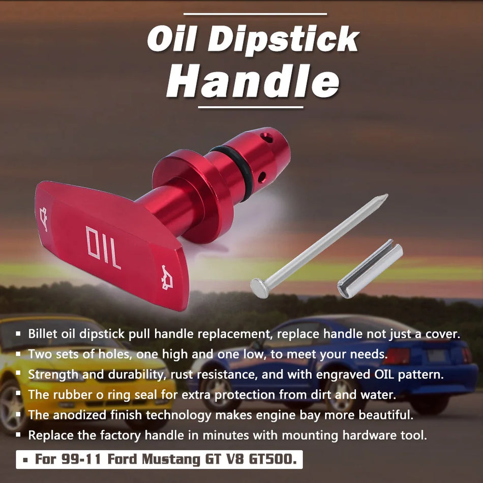 Aliejaus dipstick traukimo rankena Ford Mustang, aliuminio lydinys, 4 spalvų apdaila, PQY ODP02