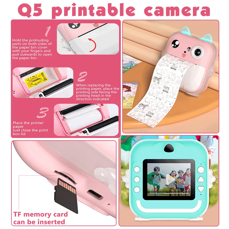 ZWN 1080P HD Instant Print Digital Camera for Kids with 32G Memory Card
