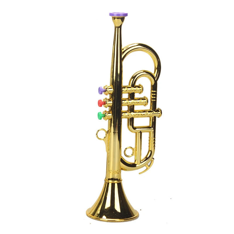 Children's Educational Toy Trumpet, Clarinet &amp; Saxophone Simulation Instruments for Early Learning Trumpet - gold