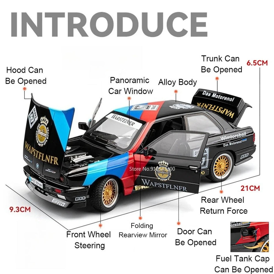 1:24 Diecast M3 Track Edition avtomobilski model z odpirajočimi vrati