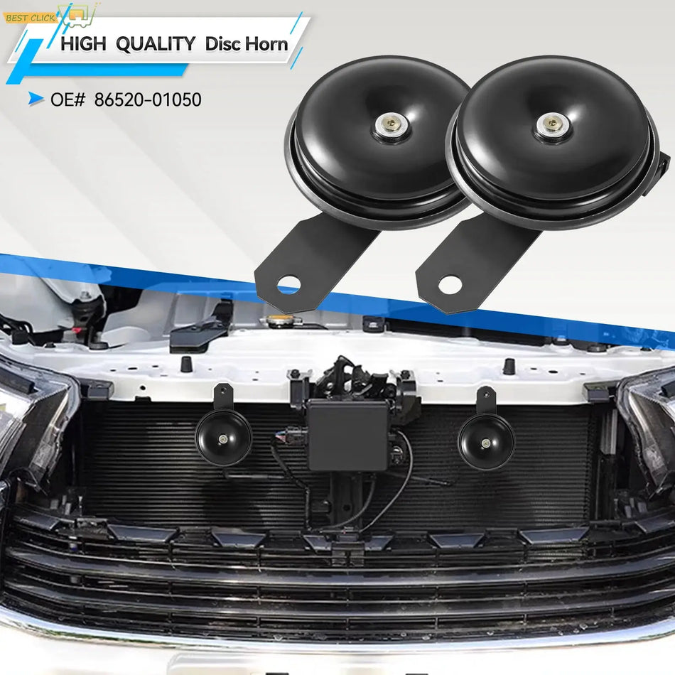 2PCS Horn Disc Set Low Tone For Toyota Camry Yaris Crown Corolla Tacoma Supra Verso Aygo RAV4 Prius Highlander Scion 86520-01050 by InterCyprus Trading Ltd