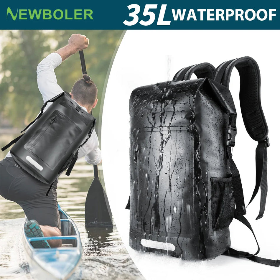 Rucsac impermeabil din PVC, de 35 L, cu design plutitor, pentru caiac și camping