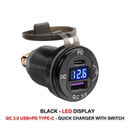 DIN Hella Plug USB PD 3.0 QC3.0 USB Charger Power Adapter Voltmeter with ON-Off Switch For BMW For Ducati For Tiger 900 800 by InterCyprus Trading Ltd