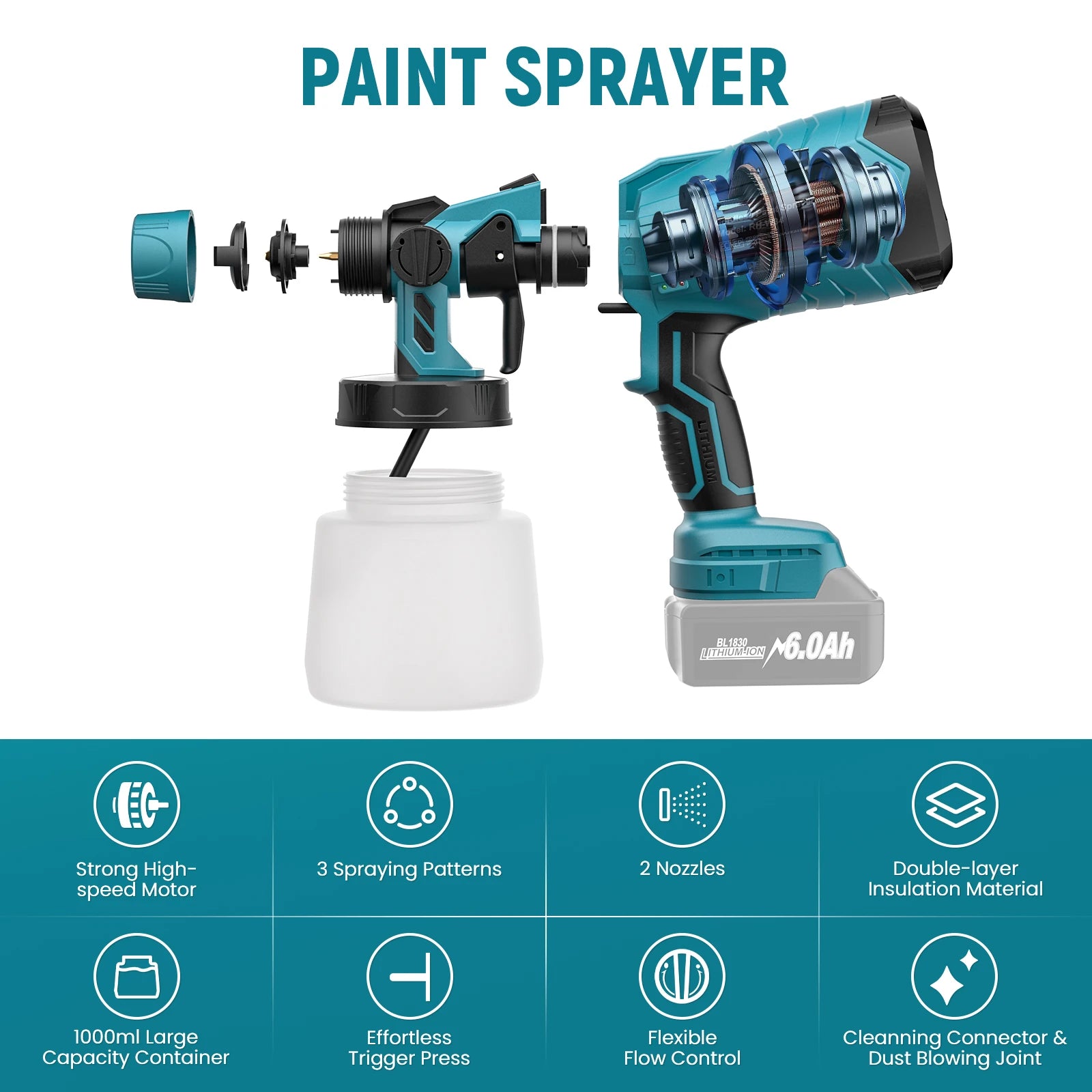 Cordless Electric Spray Gun for Makita 18V