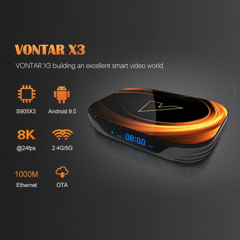 VONTAR X3 - 8K Android TV Box With 4GB RAM 32GB Storage