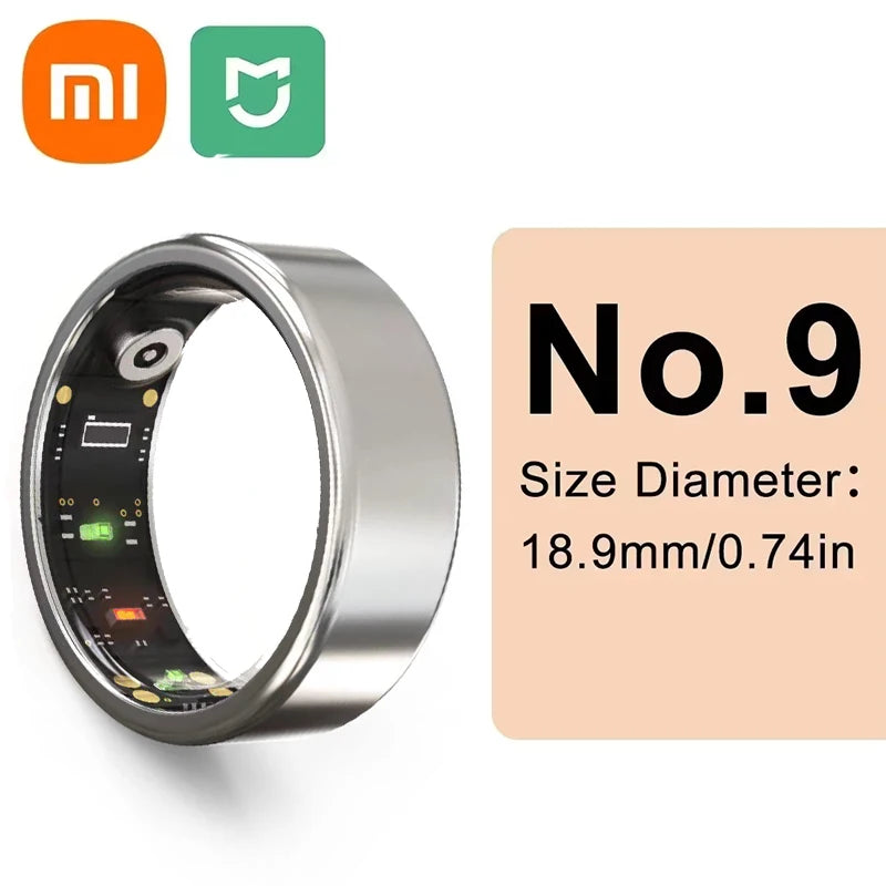 Xiaomi Smart Ring: Advanced Health Monitor with Heart Rate, Sleep Tracking &amp; Gesture Control Silver size 9