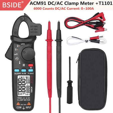BSIDE ACM92 Auto Range Clamp Digital Ammeter &ndash; True RMS AC DC Current Measurement ACM91 Black-T1101 / CHINA