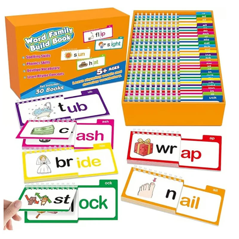 30 Read and Rhyme Word Family Flip Books ABC Cards