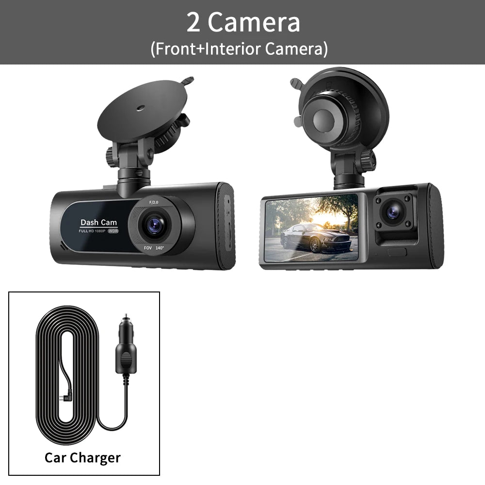 3 Channel Car DVR HD 1080P &ndash; Triple Lens Full Coverage Recording 2 Camera / 64G