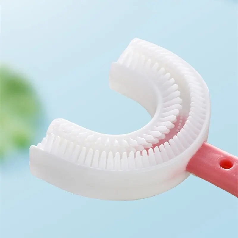 2-Pack U-Shaped Silicone Kids Toothbrushes for Gentle Oral Cleaning