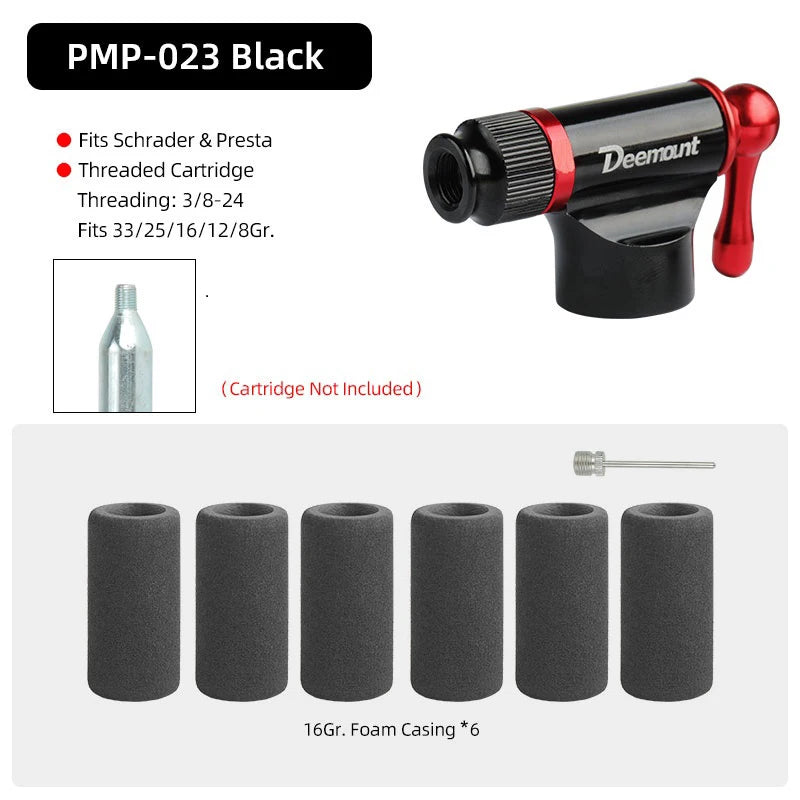Bicycle CO2 Nozzle &ndash; Quick Inflation for Schrader and Presta Valves PMP023 Black T4Z / CHINA