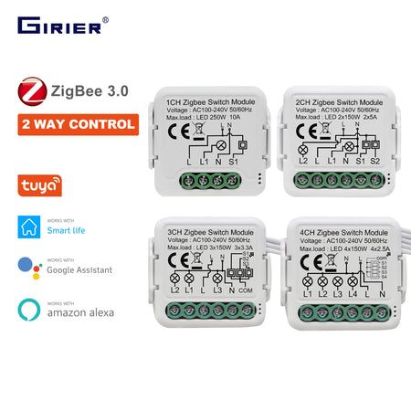 GIRIER Tuya ZigBee 3.0 Smart Switch Module - 10A DIY Home Automation