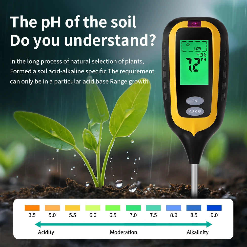 LCD Backlight Soil Tester &ndash; Multifunctional 6 in 1 Soil Analyzer