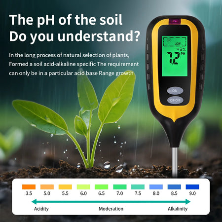 LCD Backlight Soil Tester &ndash; Multifunctional 6 in 1 Soil Analyzer