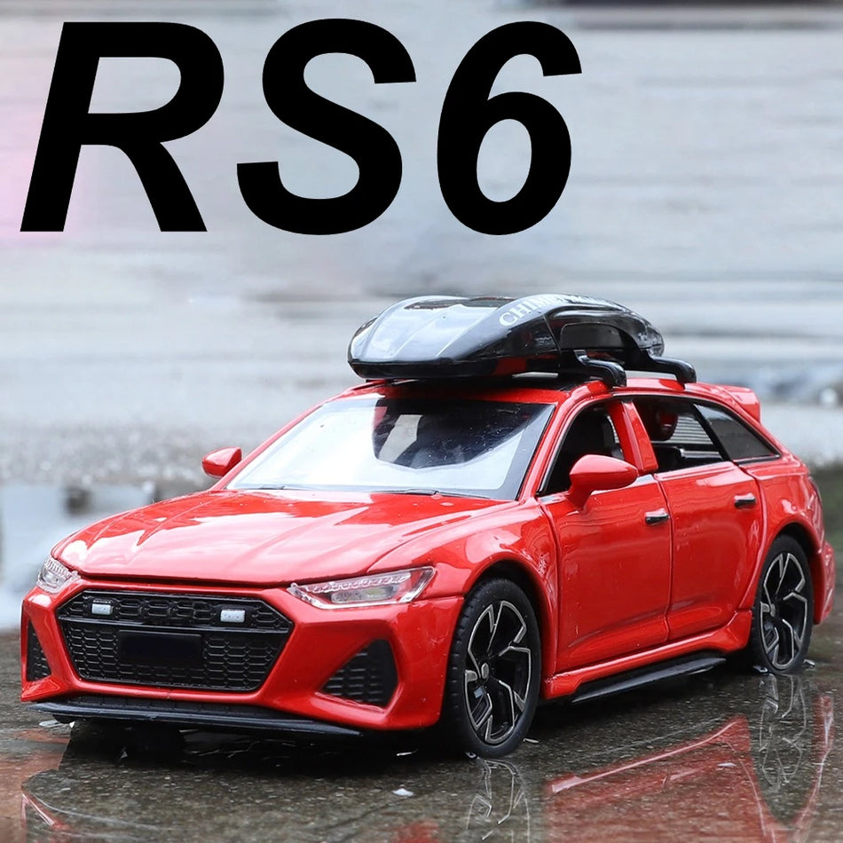 1:32 Diecast avtomobilski model RS6 A8 z odpirajočimi vrati, zvokom in lučjo, potegni nazaj