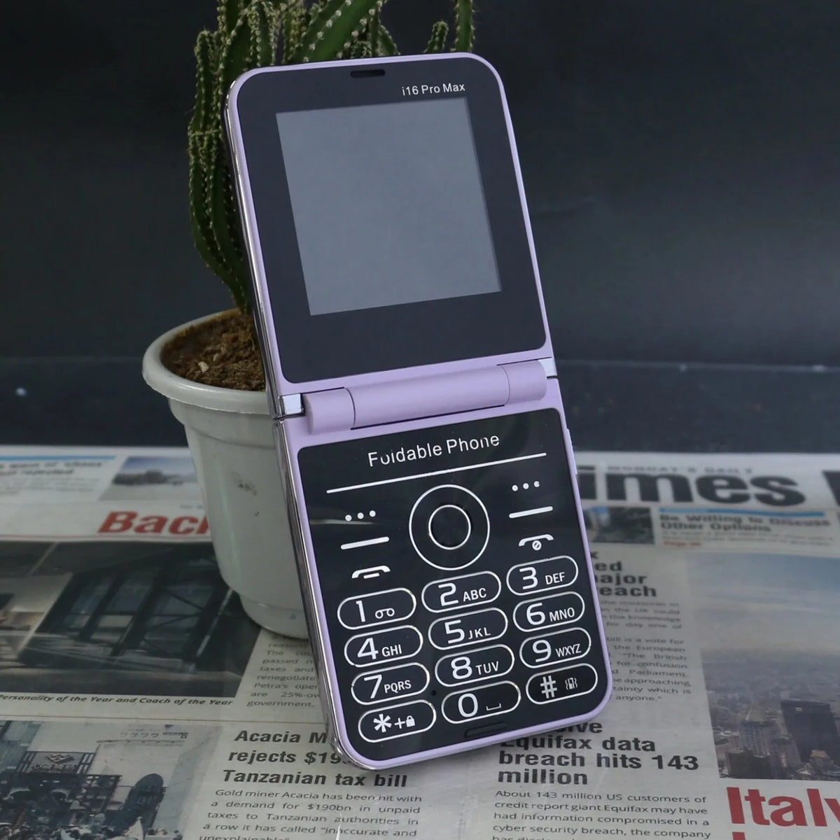 Nice Girl Flip Push Button Phone Four SIM &ndash; Low Radiation Purple / add 16G TF