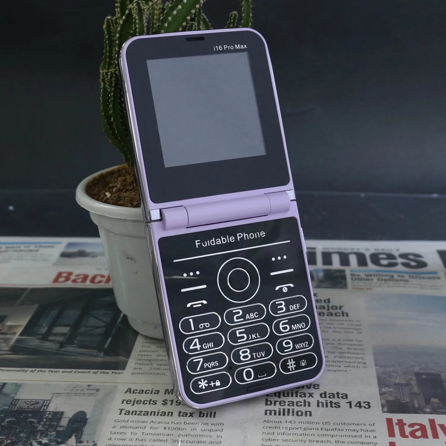 Nice Girl Flip Push Button Phone Four SIM &ndash; Low Radiation Purple / add 16G TF