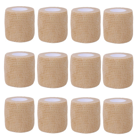 Self-Adhesive Elastic Bandage Wrap for Sports &amp; Tattoo Protection Khaki x 12