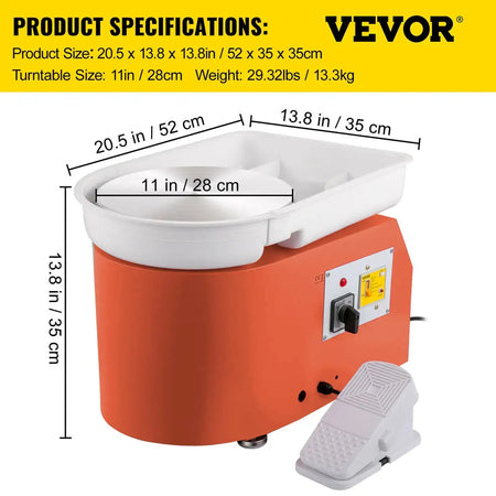 Electric Pottery Wheel Machine &ndash; Compact 28cm 350W Orange / france