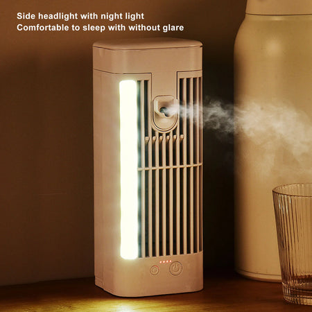 Portable Desktop Air Conditioner Fan with Night Light - Energy Efficient Cooling for Homes &amp; Offices 2400mAh