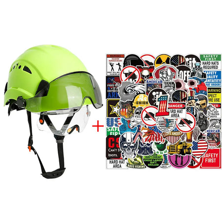 SF06/CR08 &ndash; CE ABS Safety Helmet With Visor And Goggles Green Set B