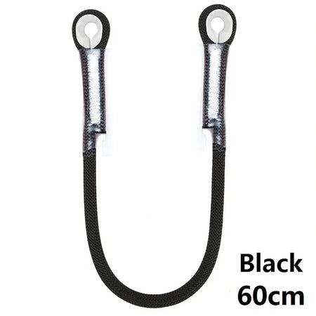 Outdoor Rock Climbing Lanyard 10.5mm Static Rope 20kN Protective Eye-to-eye Pre-Sewn Cord Loop Sling Mountaineering Equipment Black-60cm