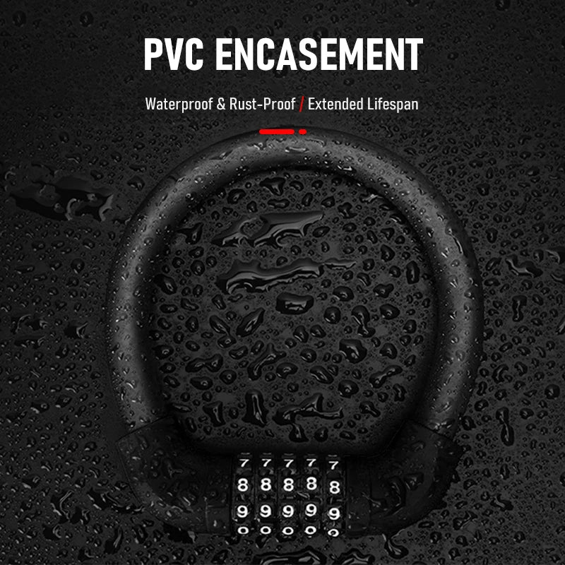 5-siffrig cykellås med förstärkt stål, väderbeständigt stöldskydd för cyklar