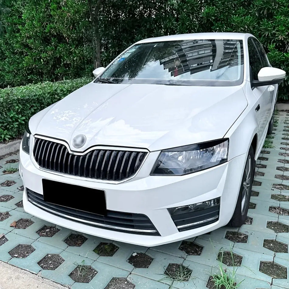 Headlight Eyebrow Trims Glossy Black For Skoda Octavia Mk3 2015-2017 by InterCyprus Trading Ltd