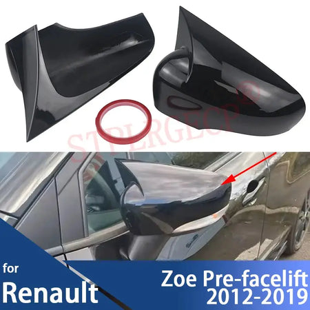 For Renault Zoe Pre-facelift 2012-2018 2019 Rearview Side Wing Mirror Cover Cap Glossy Black Add-on M Style Shell by InterCyprus Trading Ltd