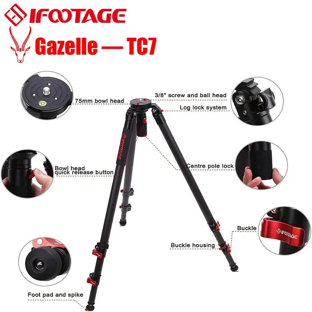 IFOOTAGE TC7 Tripod &ndash; 61-Inch Carbon Fiber Body For Cameras