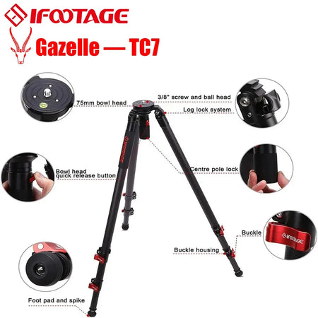 IFOOTAGE TC7 Tripod &ndash; 61-Inch Carbon Fiber Body For Cameras