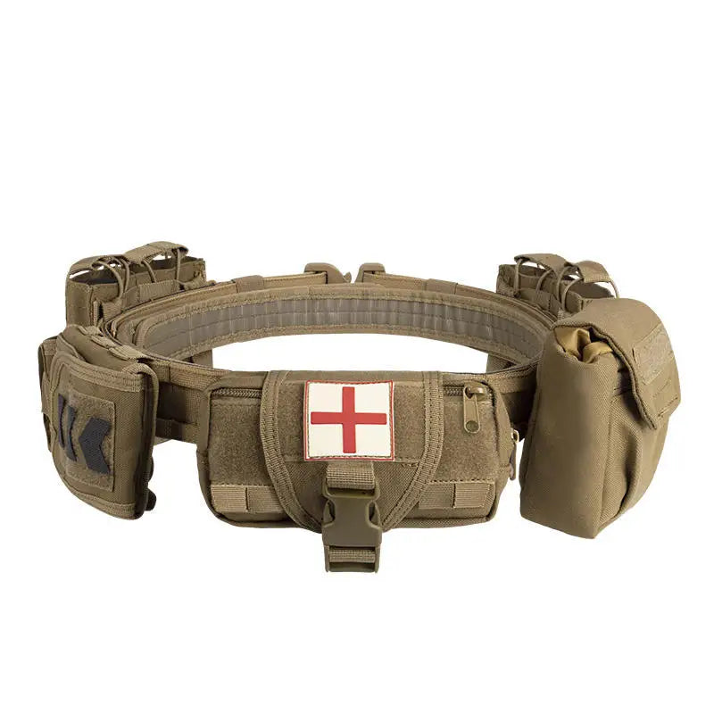 YAKEDA Tactical Duty Belt &ndash; Multi Pocket For Outdoors Tan