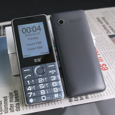 2G GSM Cheap Elderly Slim Mobile Phone &ndash; Large Battery Black / add 16G TF card